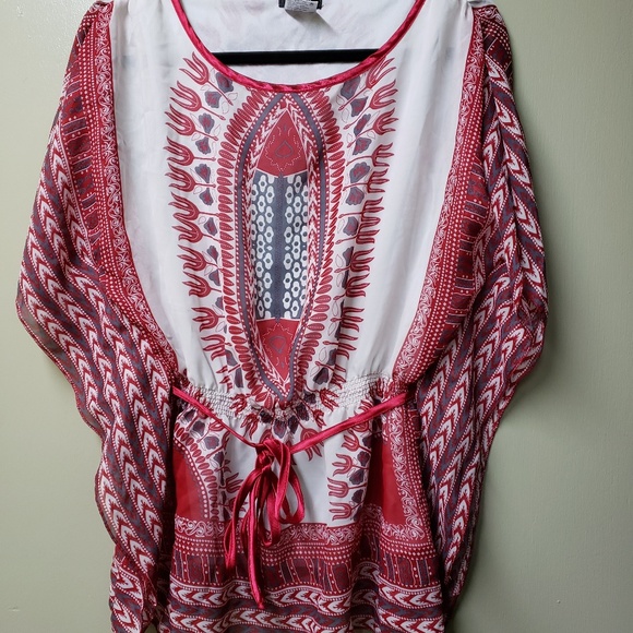 Summer Cotton Tunic With Elastic Waist And Ties - Picture 1 of 4